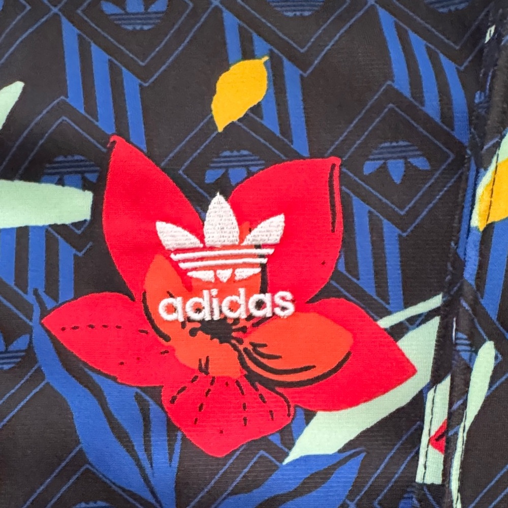 adidas Floral Navy Blue Red Track Jacket and Pants Set - Picture 3 of 13